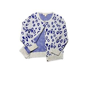 THRIFTED Blue Grey Leopard Print Cardigan